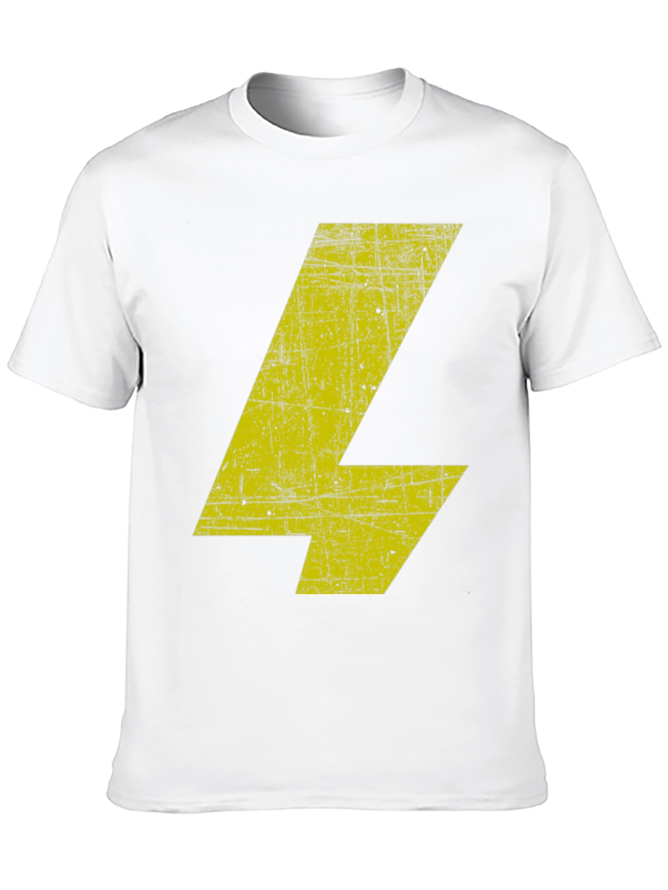 Distressed Yellow Bolt Graphic Black T-Shirt