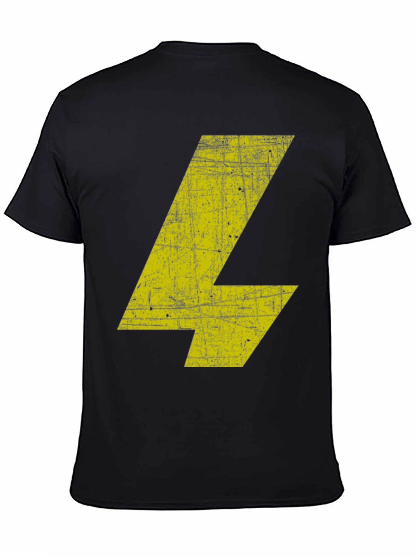 Distressed Yellow Bolt Graphic Black T-Shirt