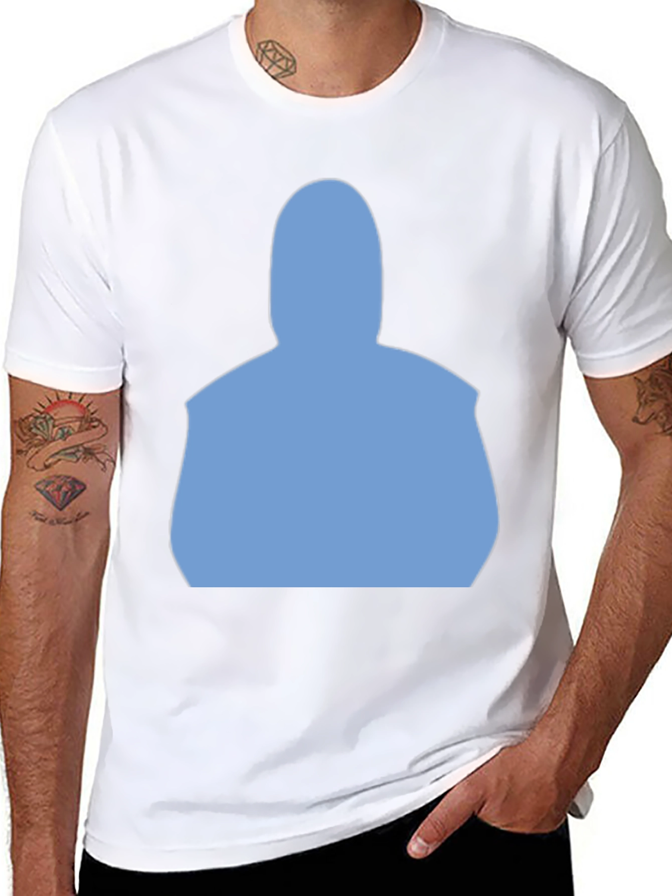Modern Black T-Shirt with Light Blue Silhouette