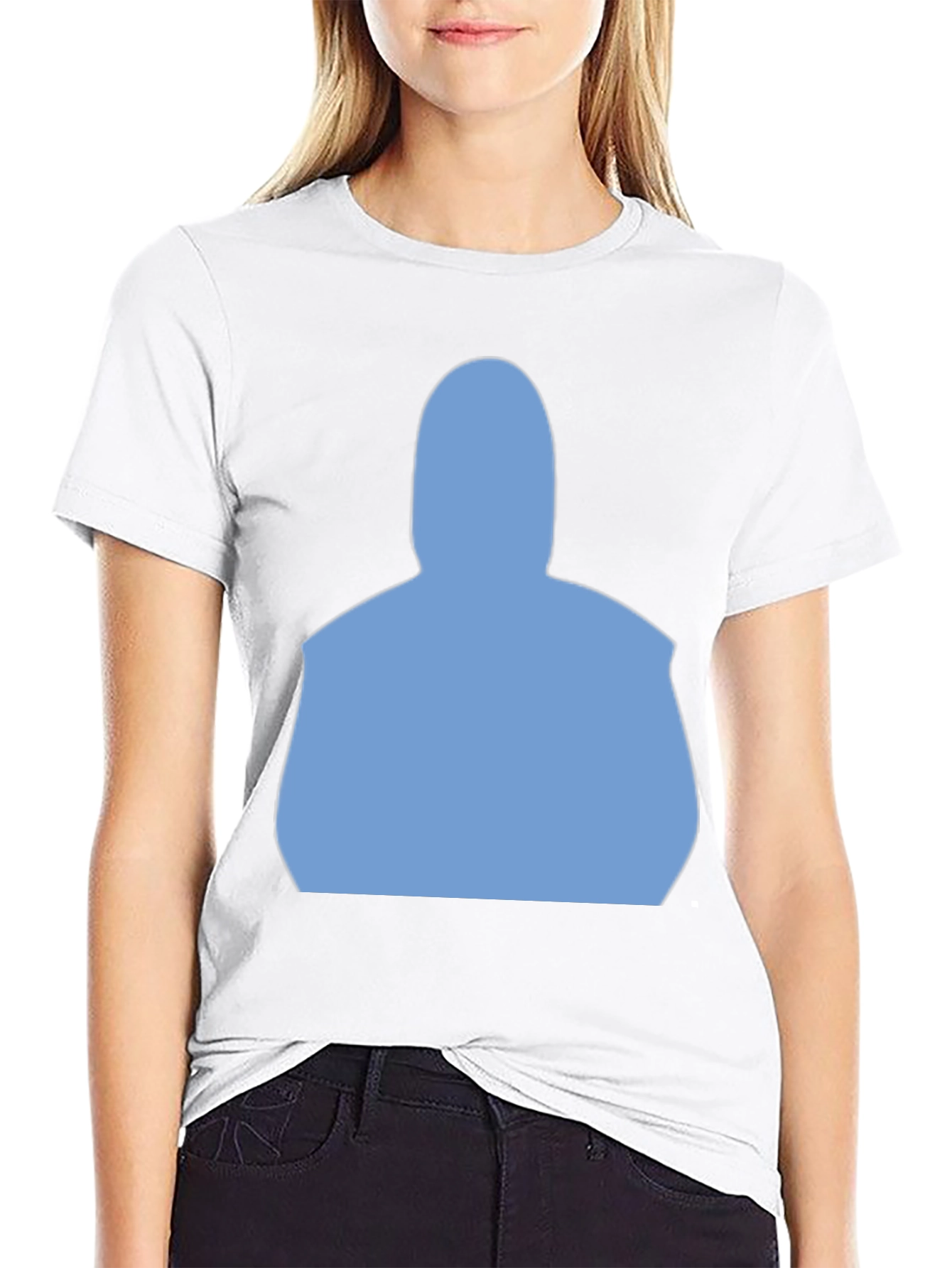 Modern Black T-Shirt with Light Blue Silhouette