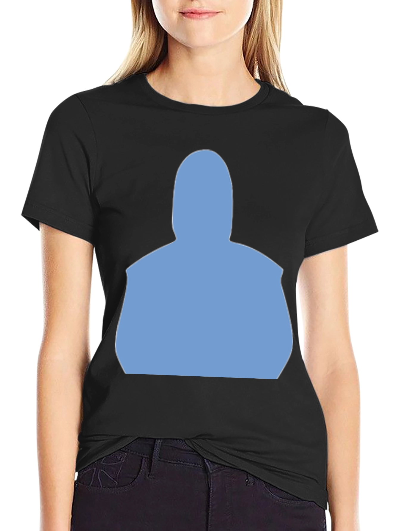 Modern Black T-Shirt with Light Blue Silhouette