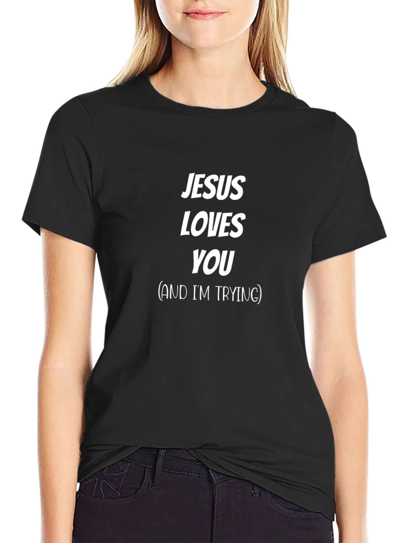 Jesus Loves You Mens Black Graphic Tee