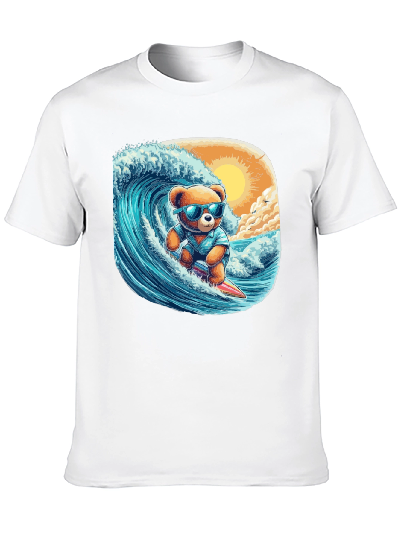 Surfing Bear Graphic Tee - Cool Summer Style