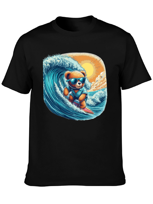 Surfing Bear Graphic Tee - Cool Summer Style