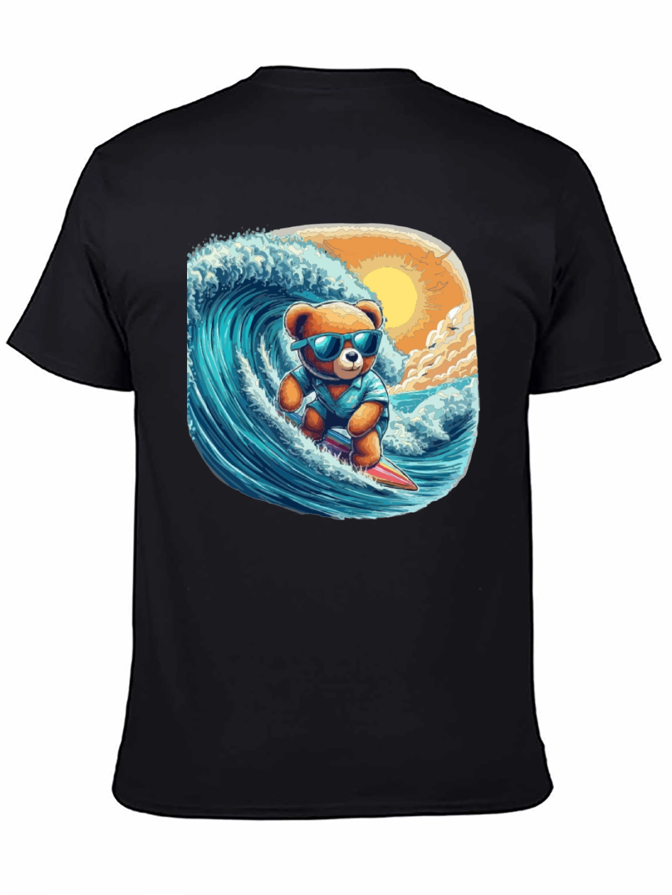 Surfing Bear Graphic Tee - Cool Summer Style