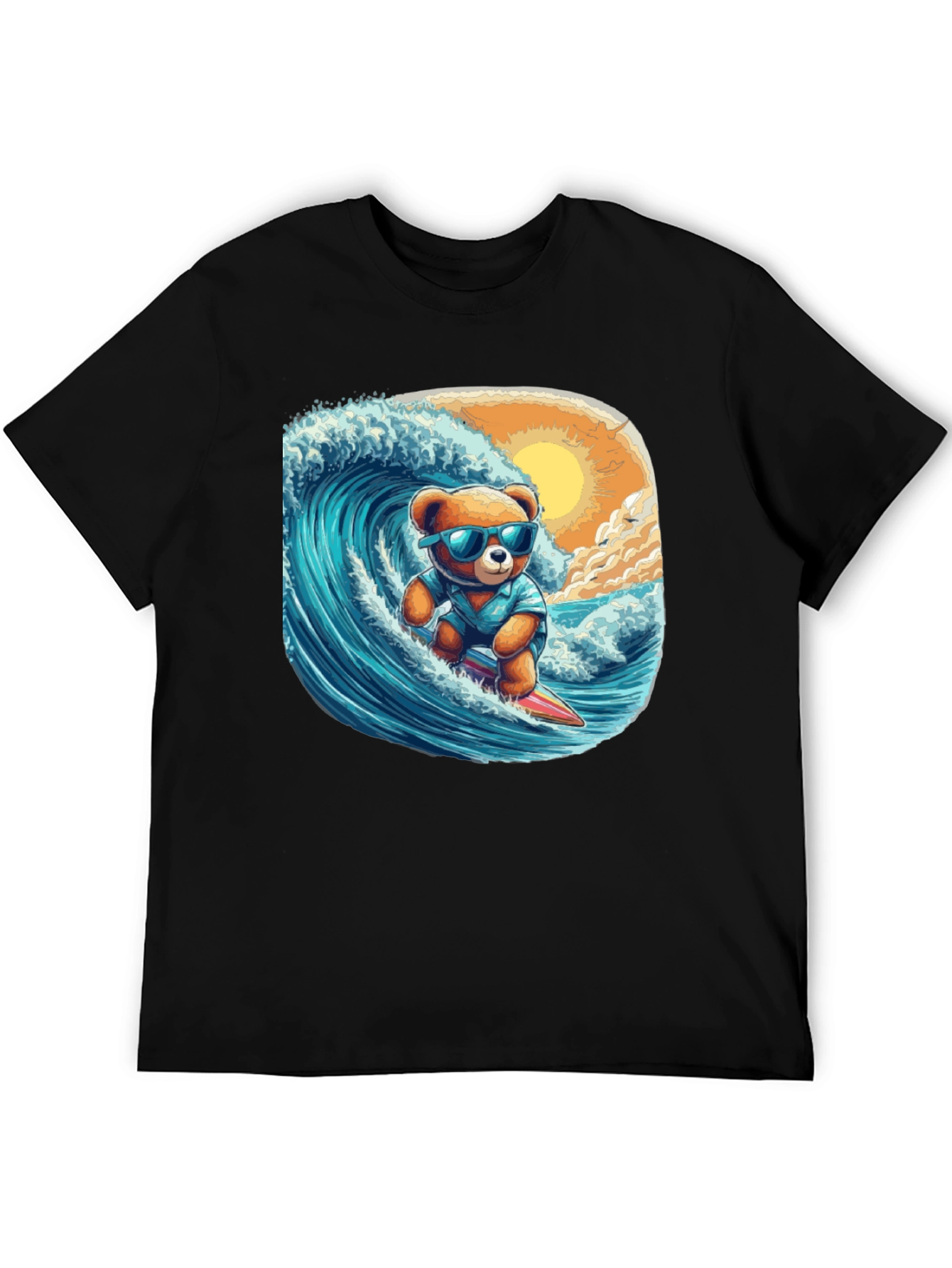 Surfing Bear Graphic Tee - Cool Summer Style