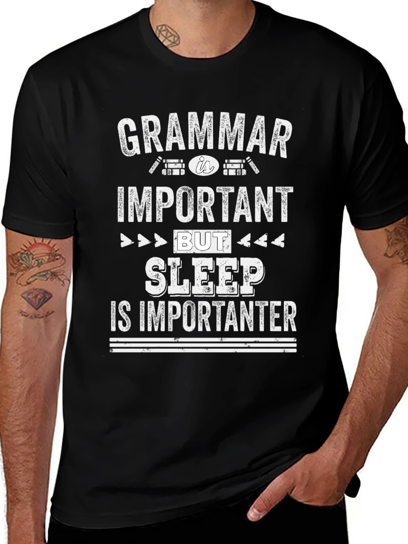 Funny Grammar Sleep is Importanter Graphic Tee