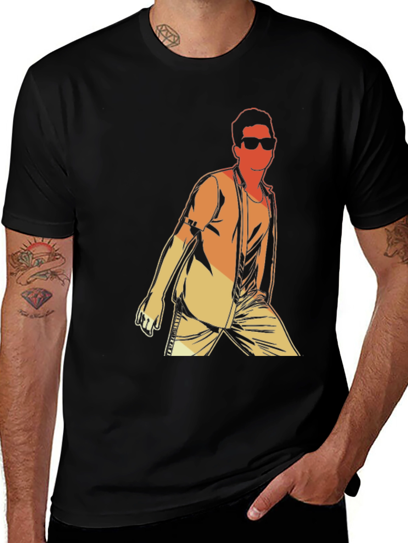 Retro Graphic Tee - Cool Man Illustration