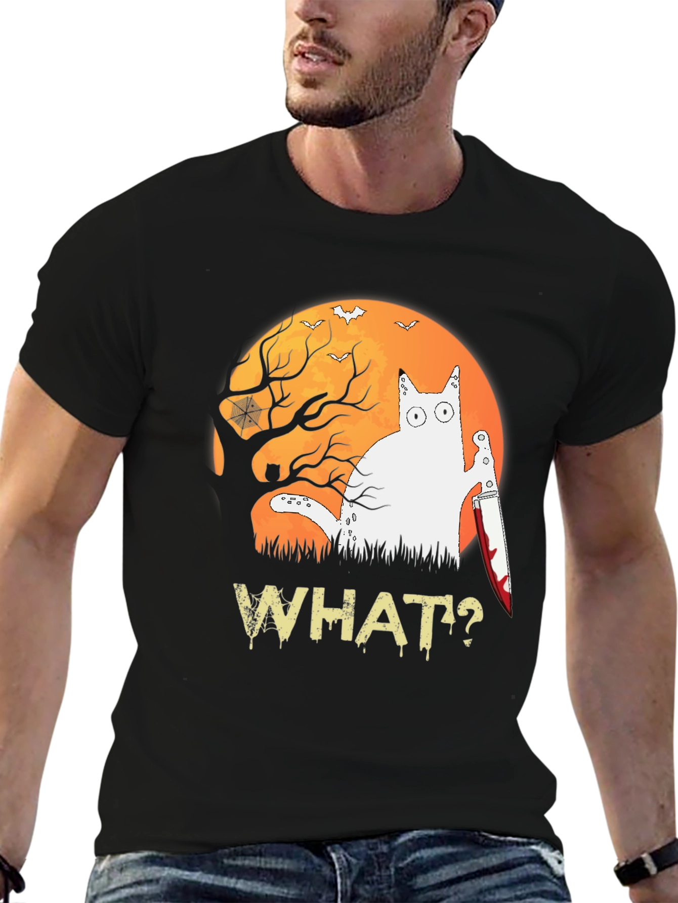 Halloween Cat WHAT? T-Shirt - Spooky Season Apparel