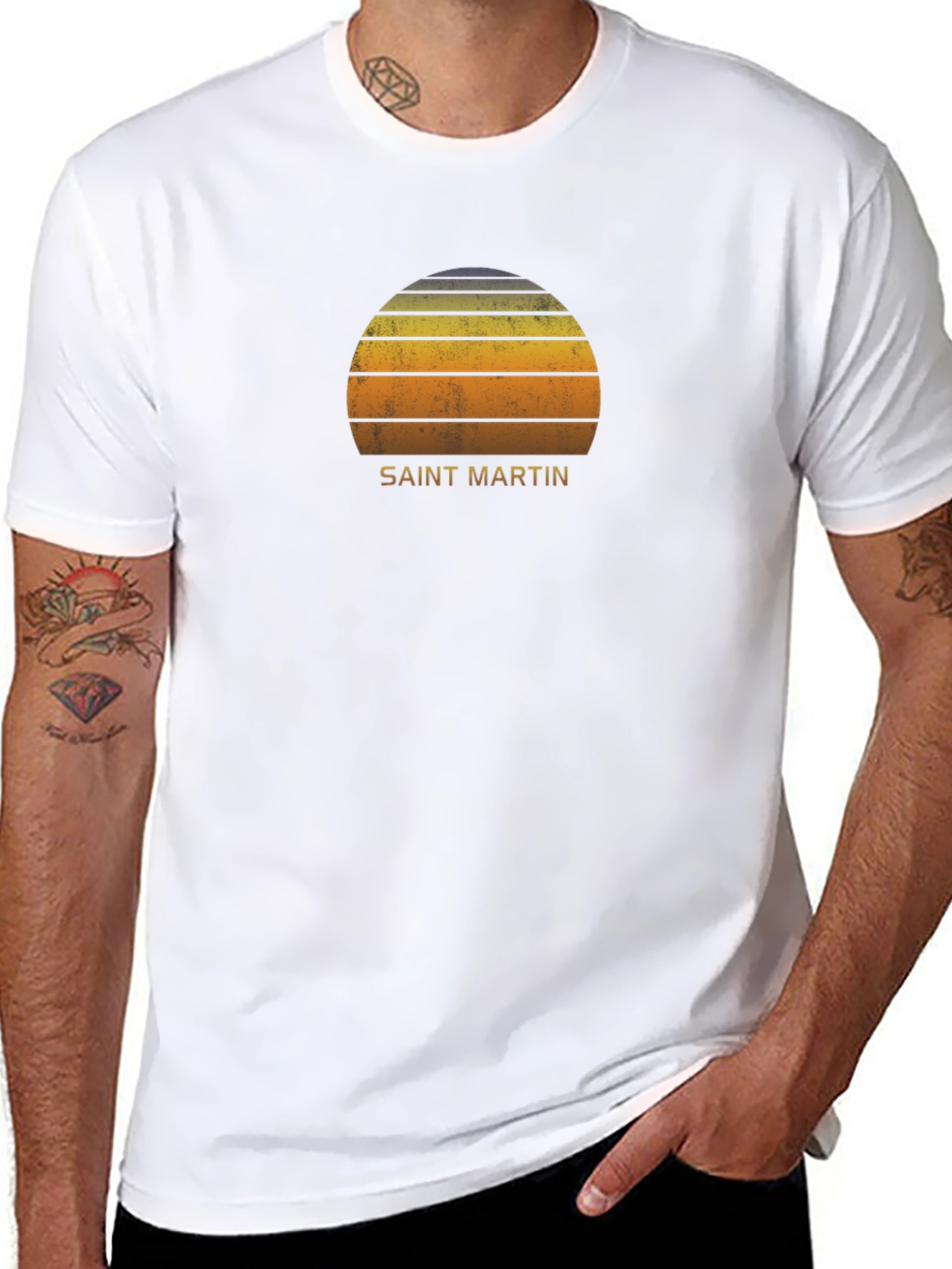 Saint Martin Sunset Graphic Tee - Retro Island Vibes