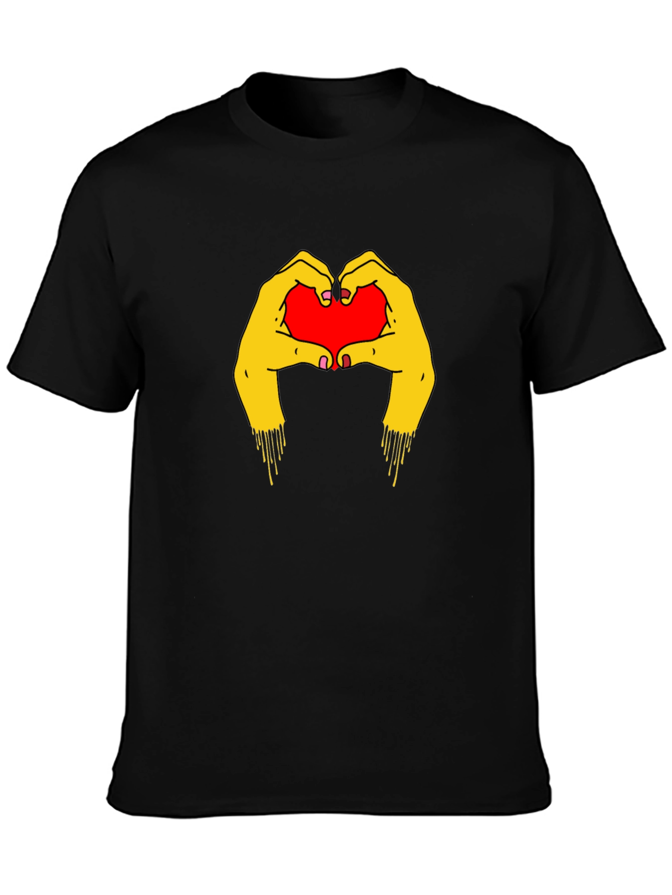 Heart Hands Graphic Tee - Trendy Black T-Shirt