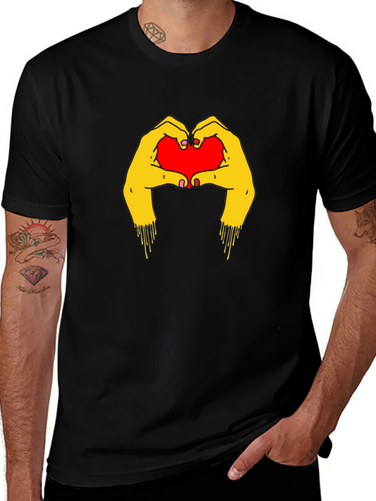 Heart Hands Graphic Tee - Trendy Black T-Shirt