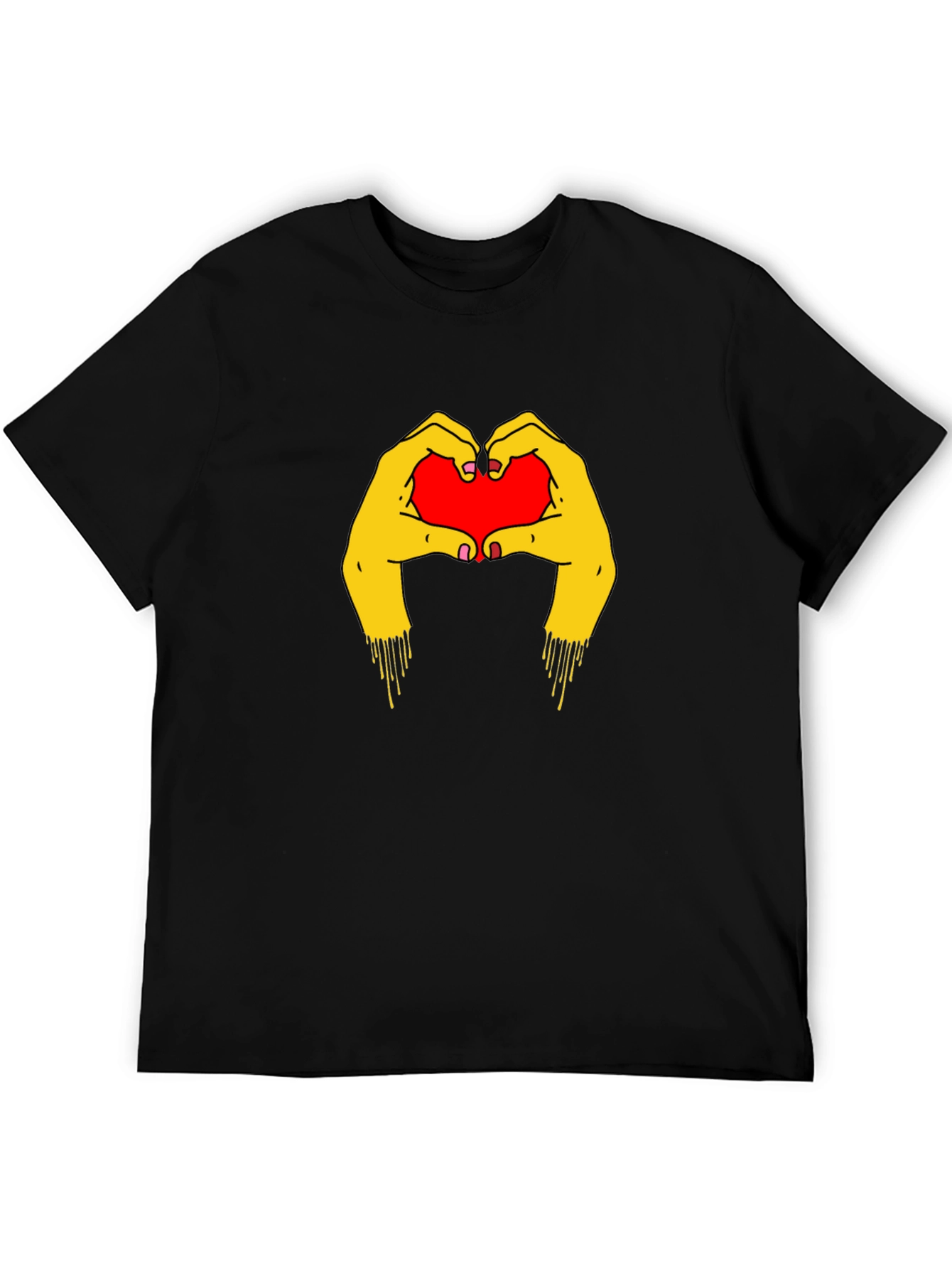 Heart Hands Graphic Tee - Trendy Black T-Shirt