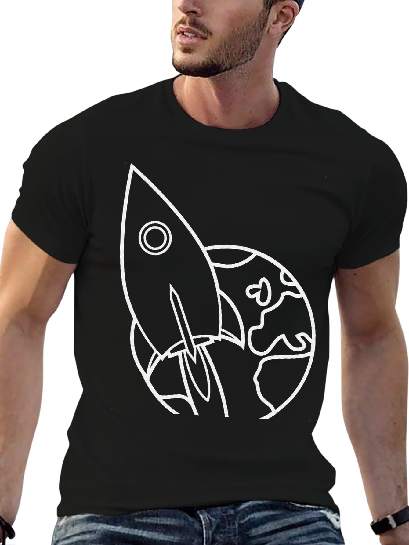 Rocket Launch Graphic Tee - Black Cotton