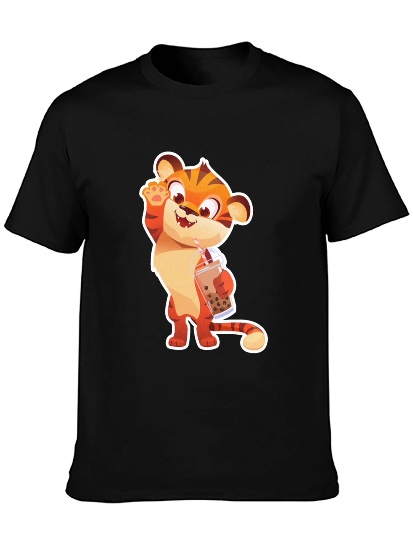 Cute Tiger Boba Tea Graphic T-Shirt