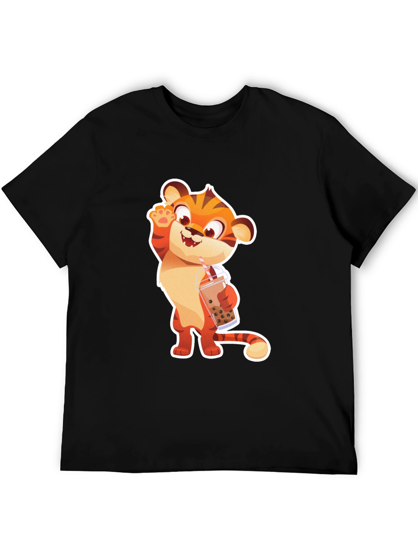 Cute Tiger Boba Tea Graphic T-Shirt