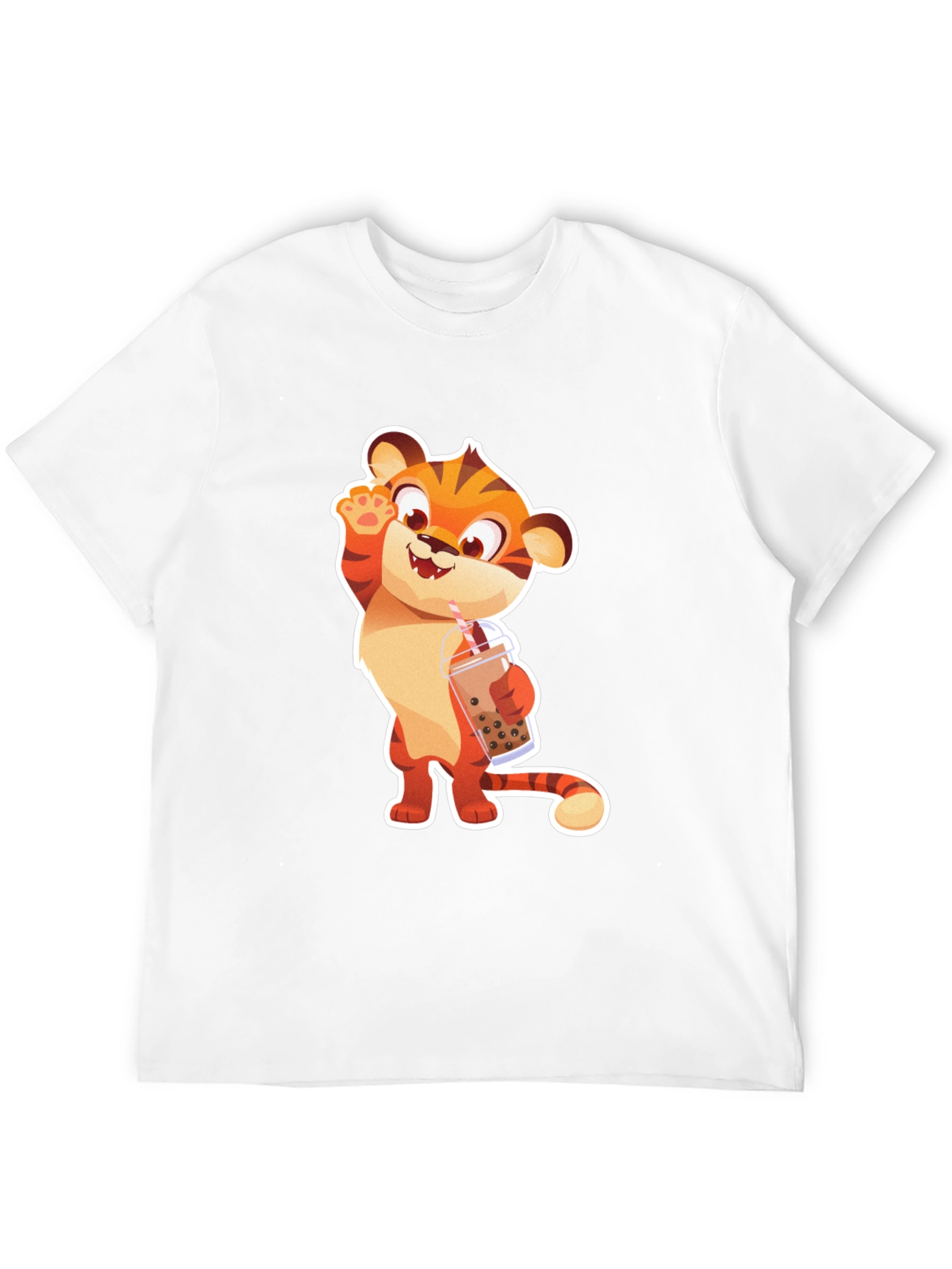 Cute Tiger Boba Tea Graphic T-Shirt