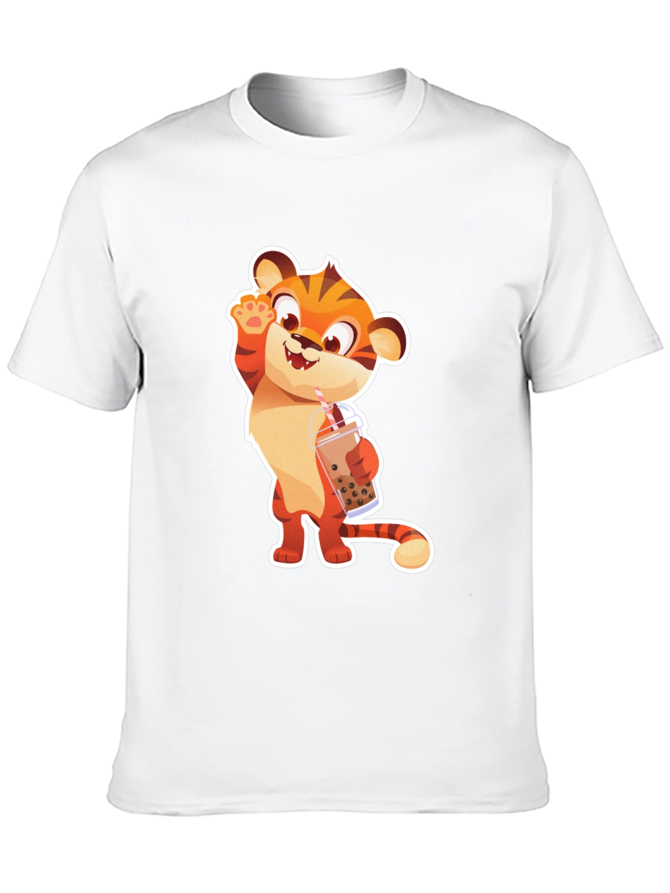 Cute Tiger Boba Tea Graphic T-Shirt