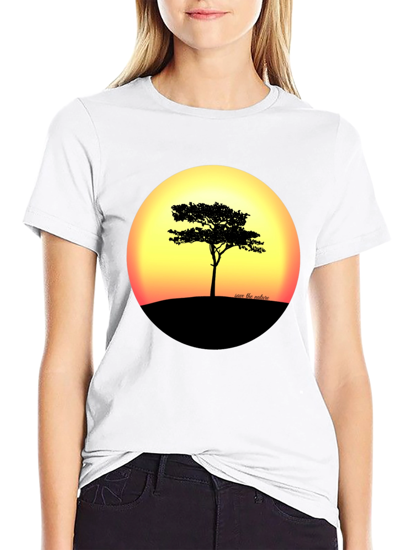 Nature Sunset Tree Graphic T-Shirt