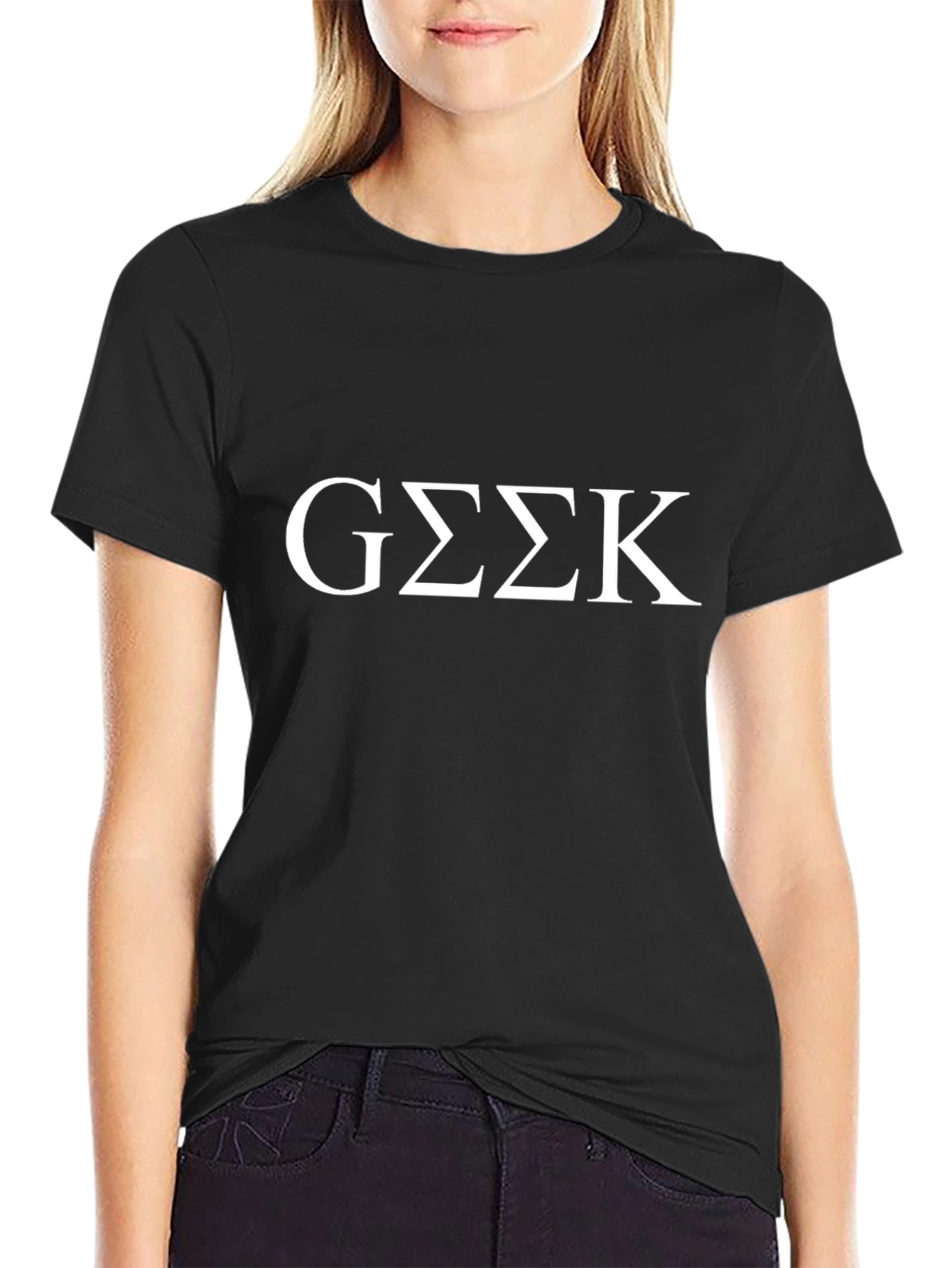 Geek Greek Letters Graphic Black T-Shirt