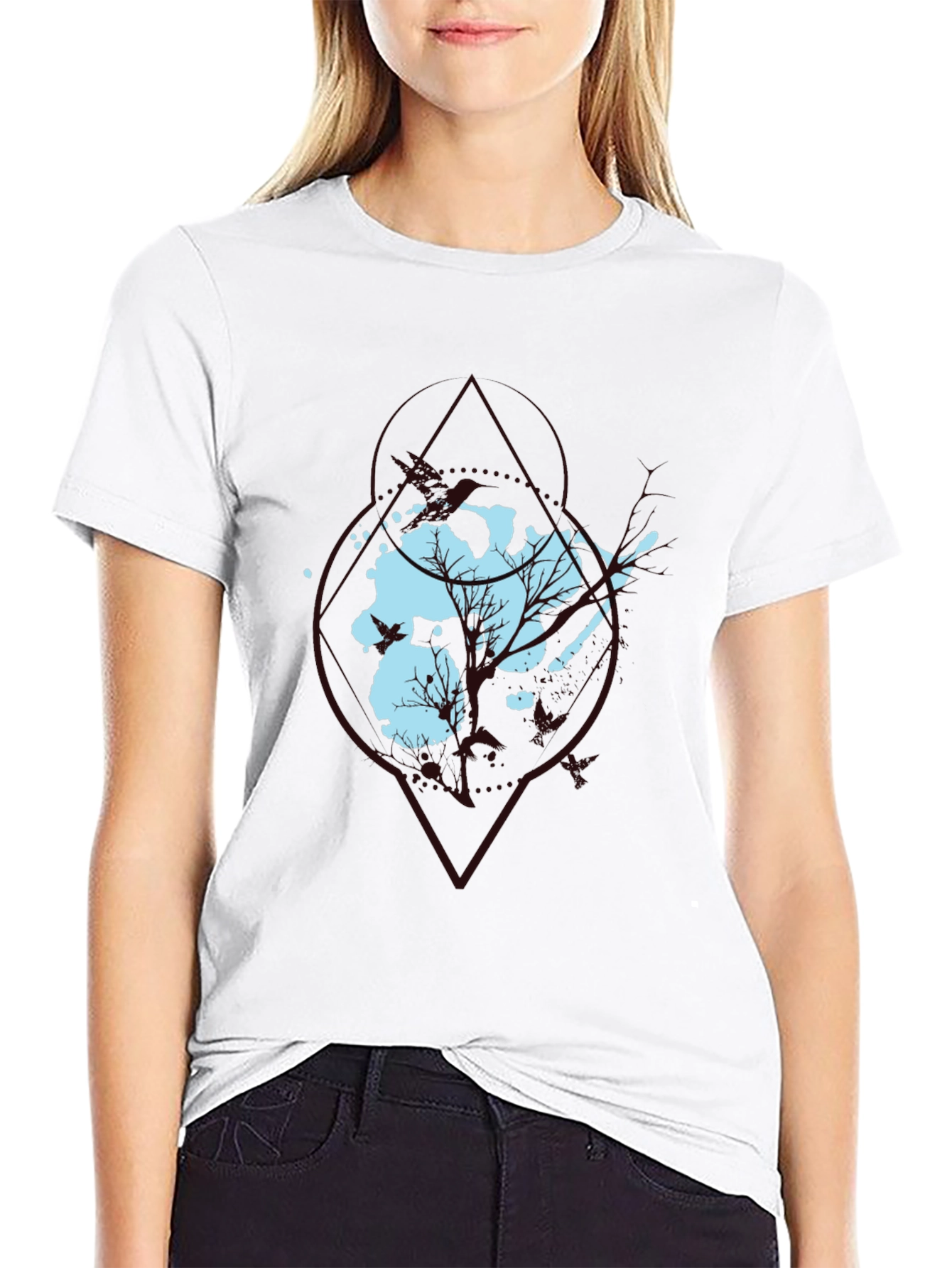 Abstract Tree Graphic Black Tee