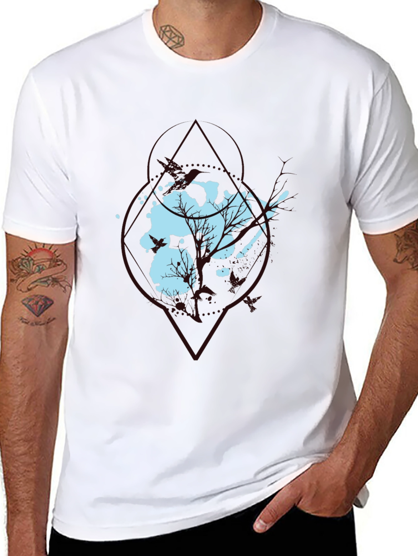 Abstract Tree Graphic Black Tee