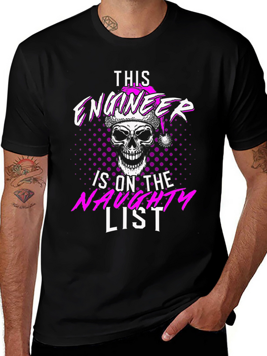 Naughty List Engineer Skull Santa Hat T-Shirt