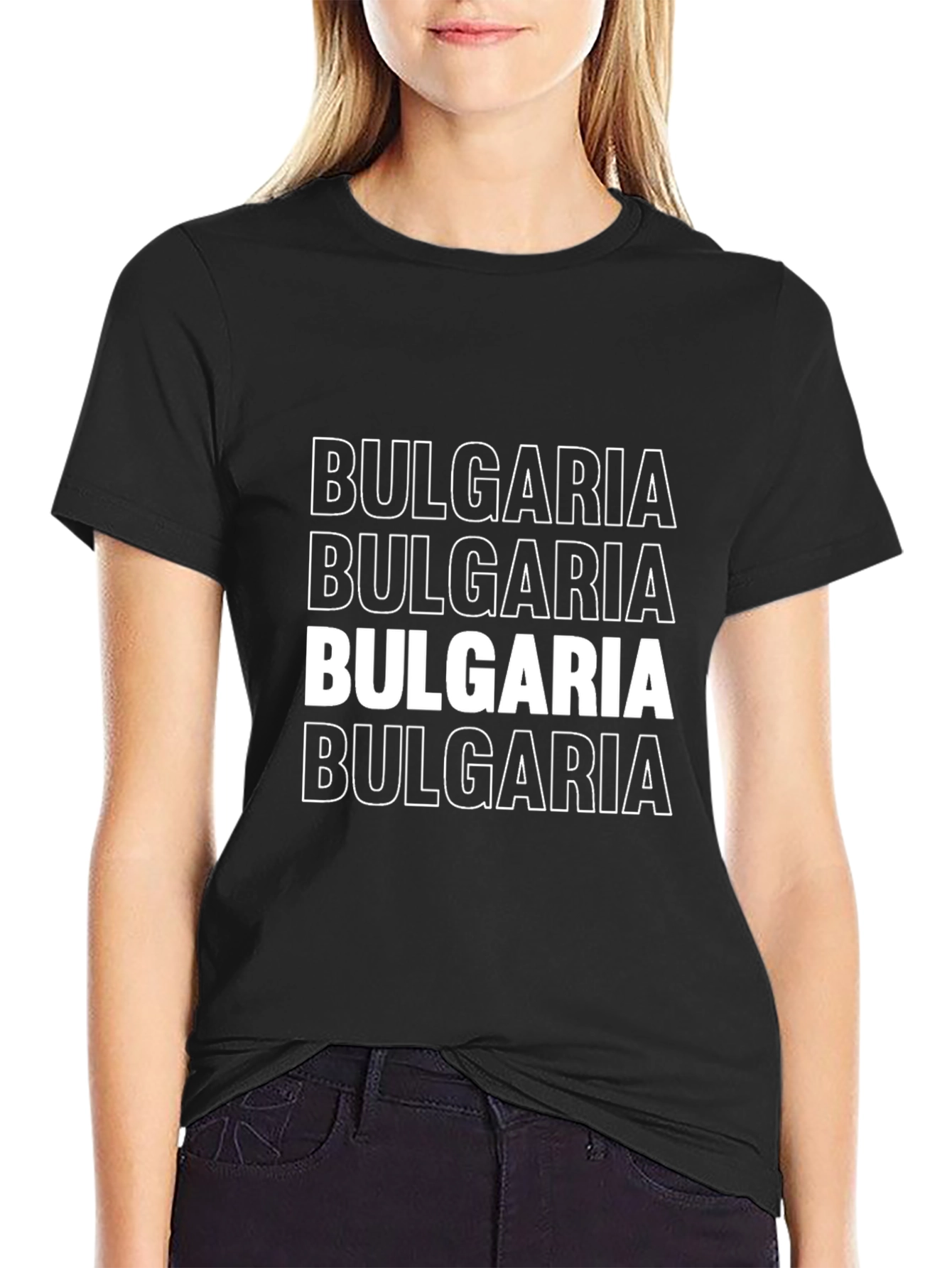 Bulgaria Text Graphic T-Shirt - Black