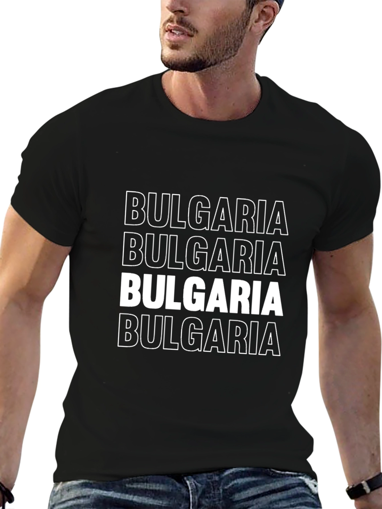 Bulgaria Text Graphic T-Shirt - Black