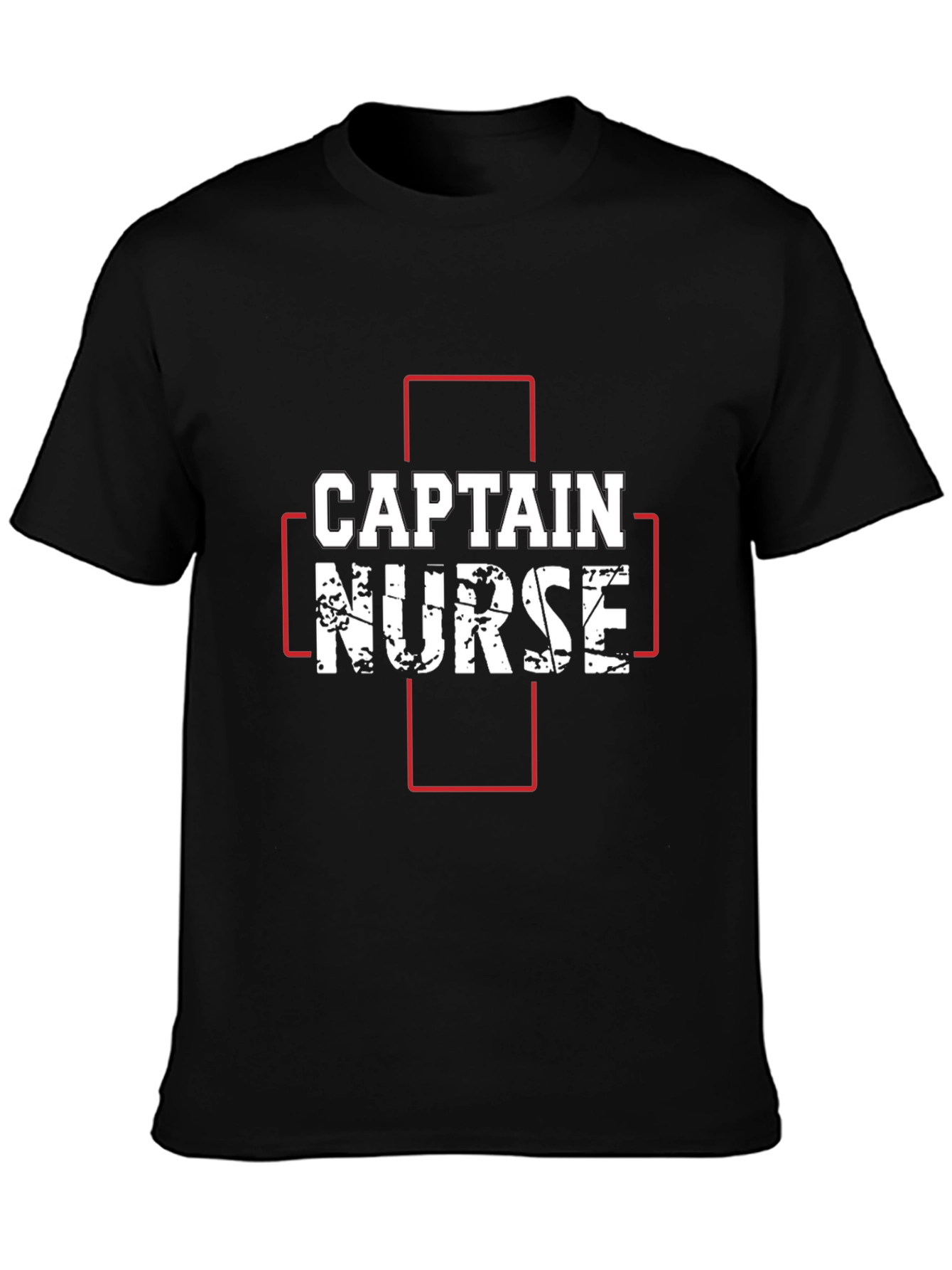 Captain Nurse Graphic T-Shirt - Black Crew Neck Tee