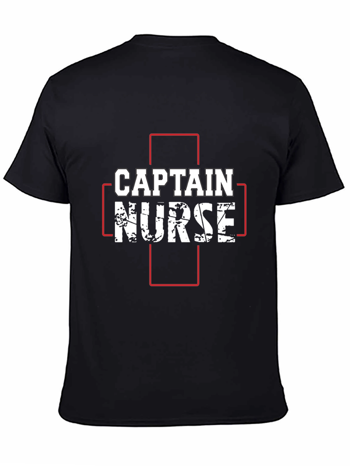 Captain Nurse Graphic T-Shirt - Black Crew Neck Tee