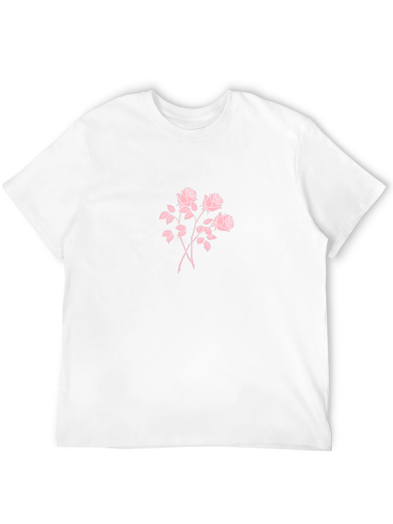 Black T-Shirt with Pink Rose Design