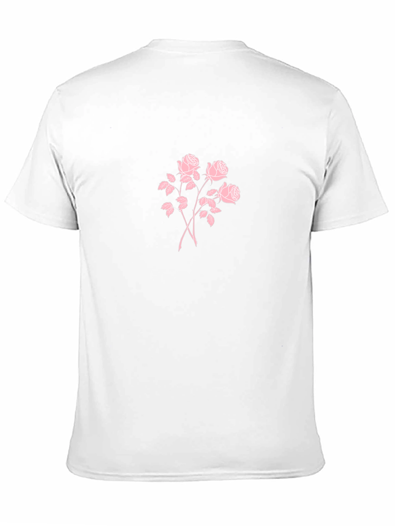 Black T-Shirt with Pink Rose Design