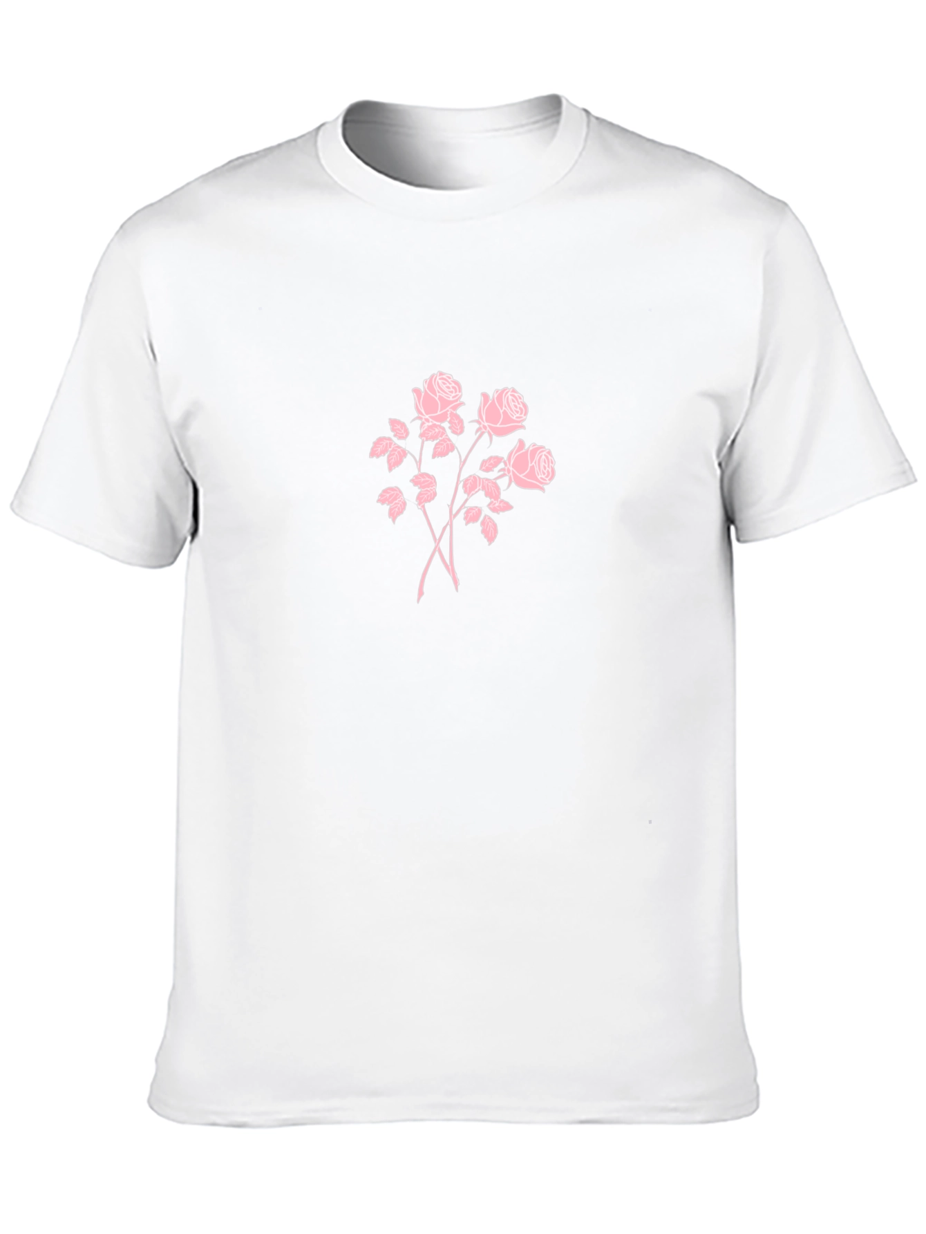 Black T-Shirt with Pink Rose Design