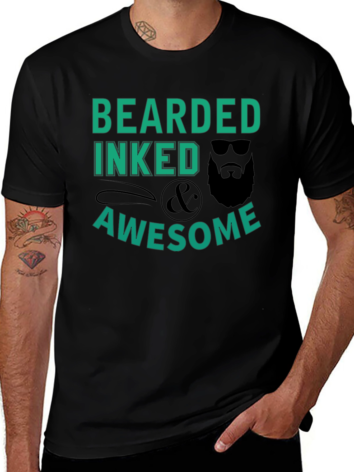 Bearded Inked & Awesome Graphic T-Shirt
