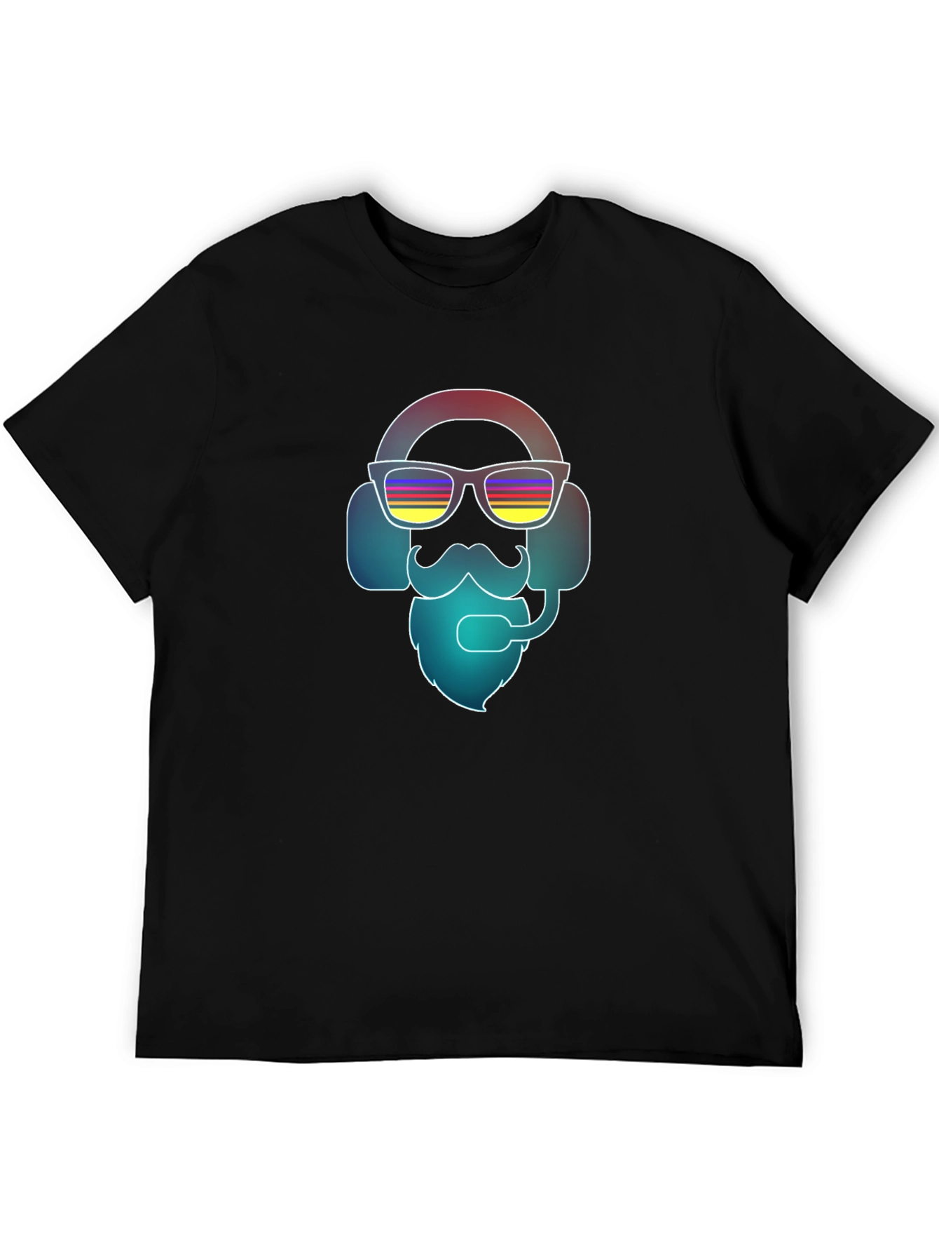 Cool Retro Gamer T-Shirt - Bearded Headphone Design