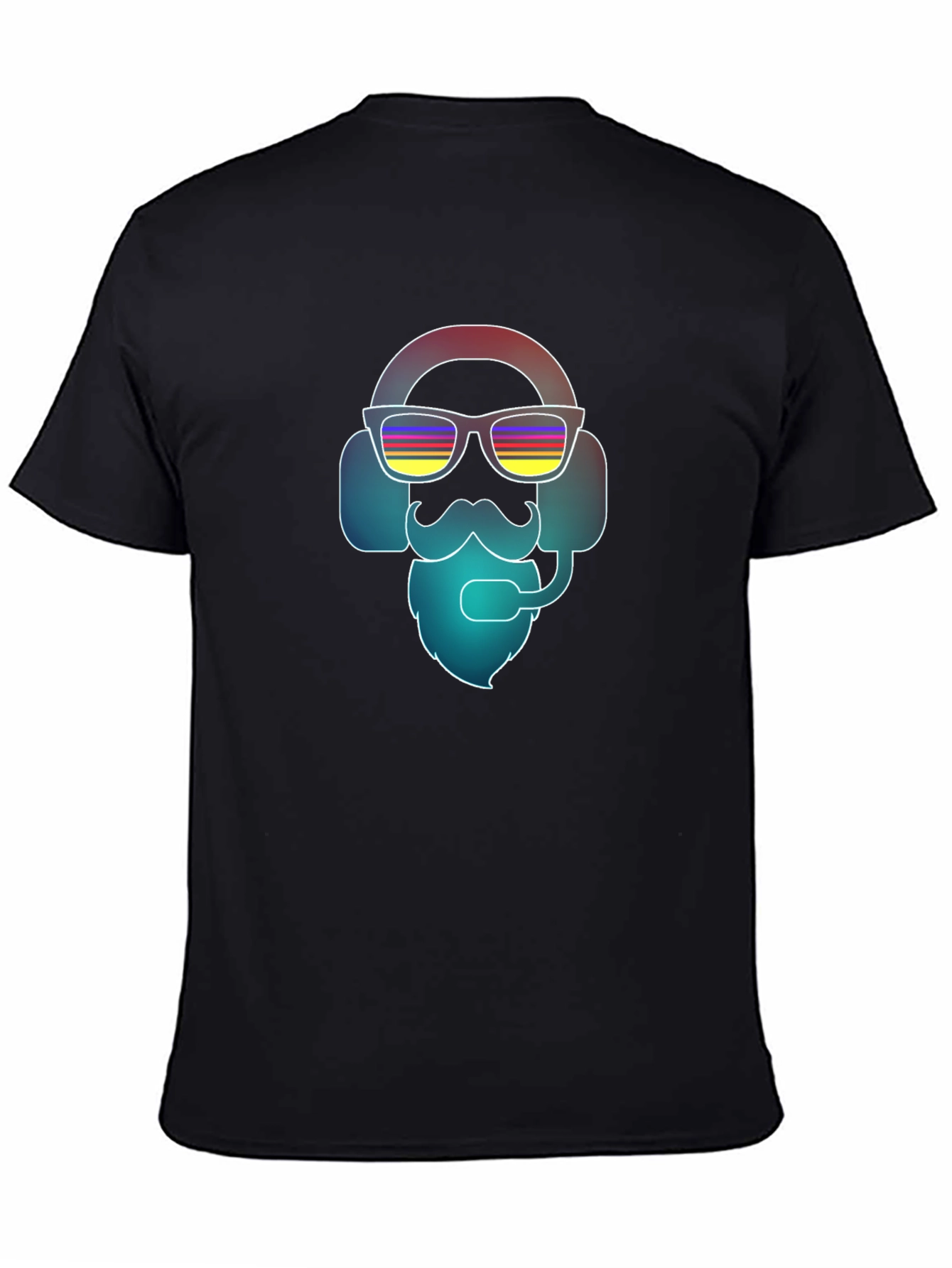 Cool Retro Gamer T-Shirt - Bearded Headphone Design