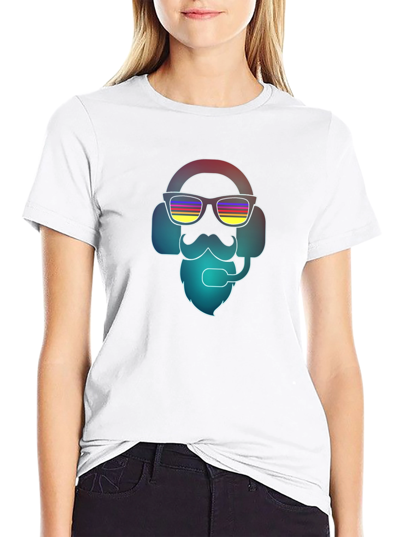 Cool Retro Gamer T-Shirt - Bearded Headphone Design