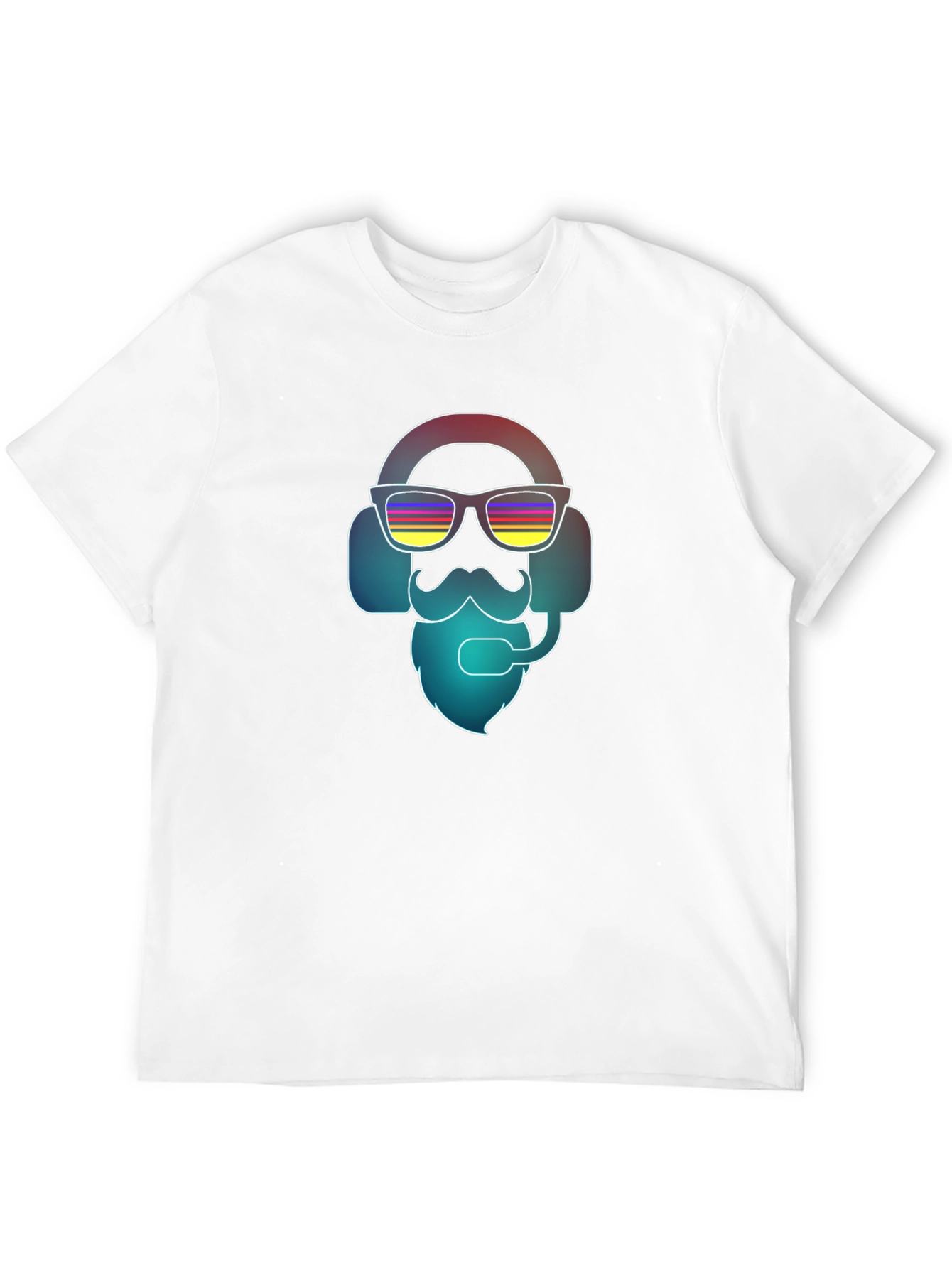 Cool Retro Gamer T-Shirt - Bearded Headphone Design