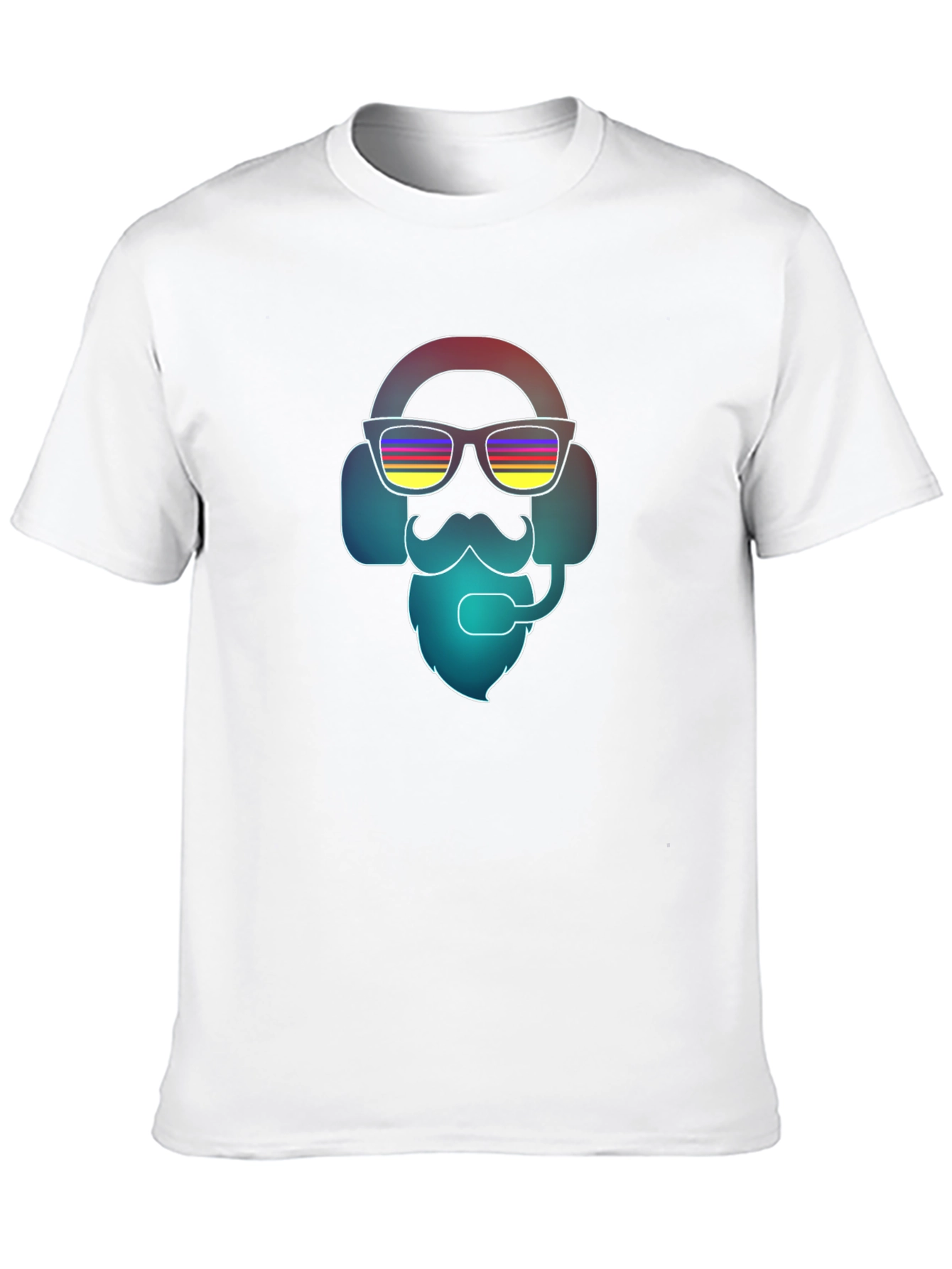 Cool Retro Gamer T-Shirt - Bearded Headphone Design