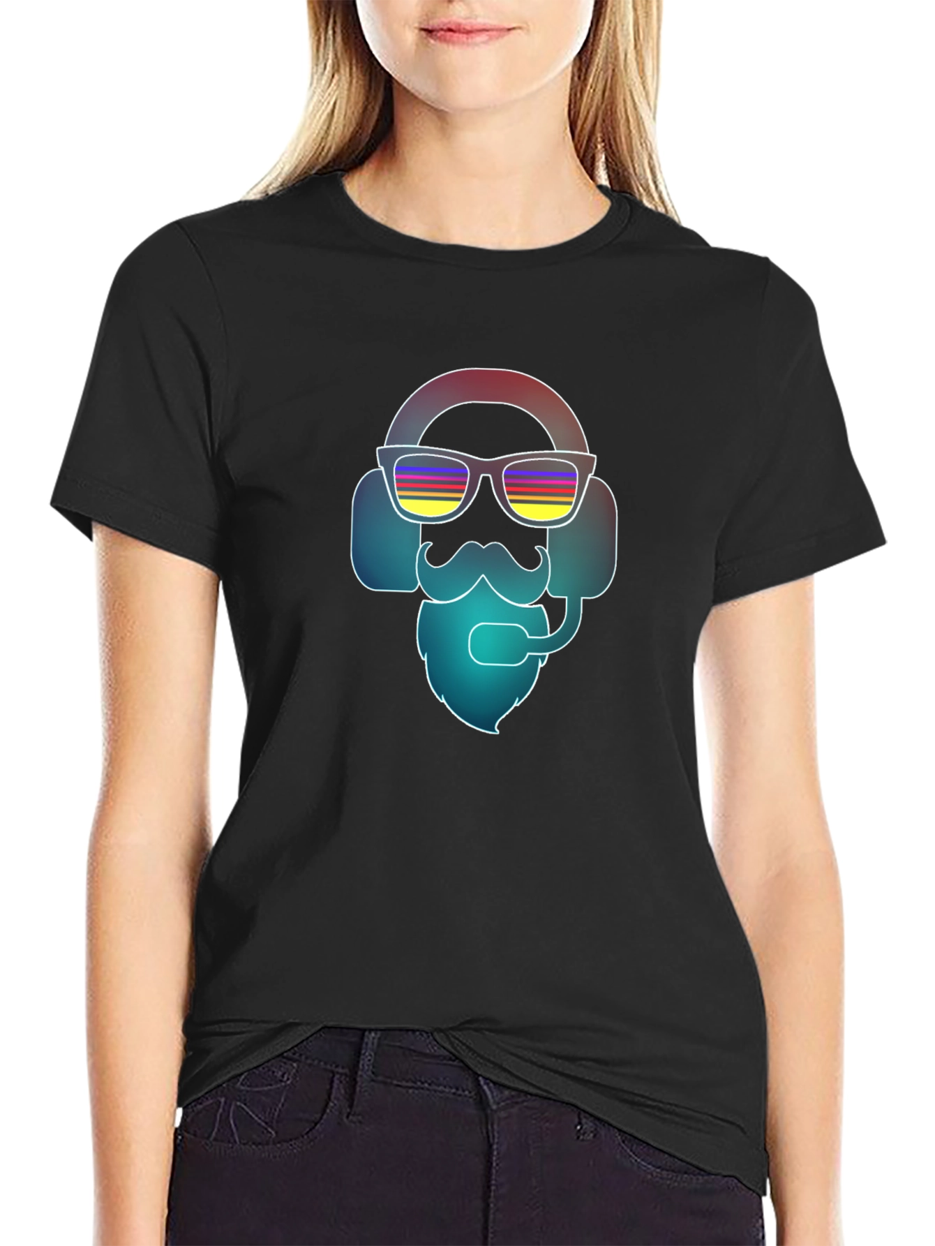 Cool Retro Gamer T-Shirt - Bearded Headphone Design