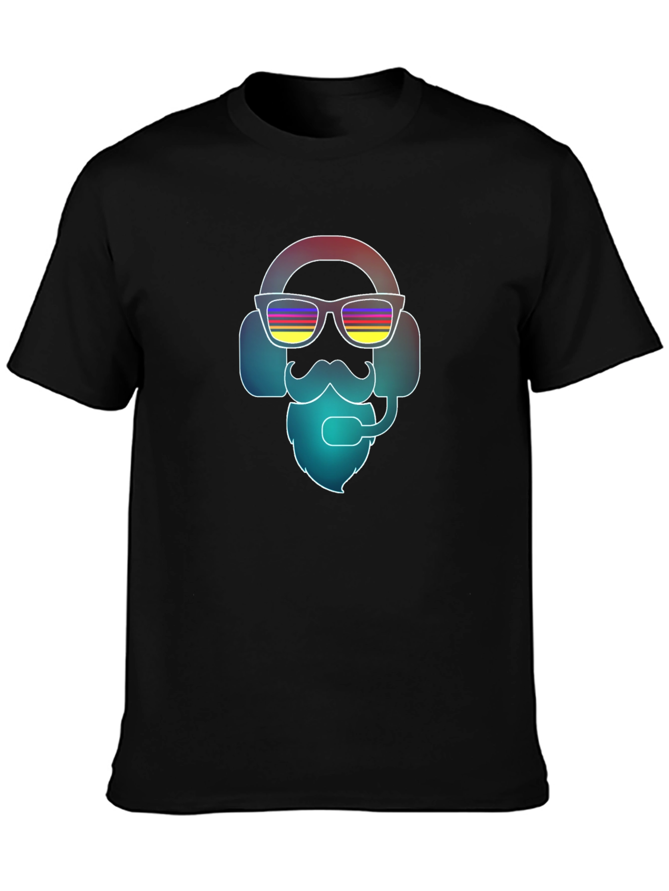 Cool Retro Gamer T-Shirt - Bearded Headphone Design