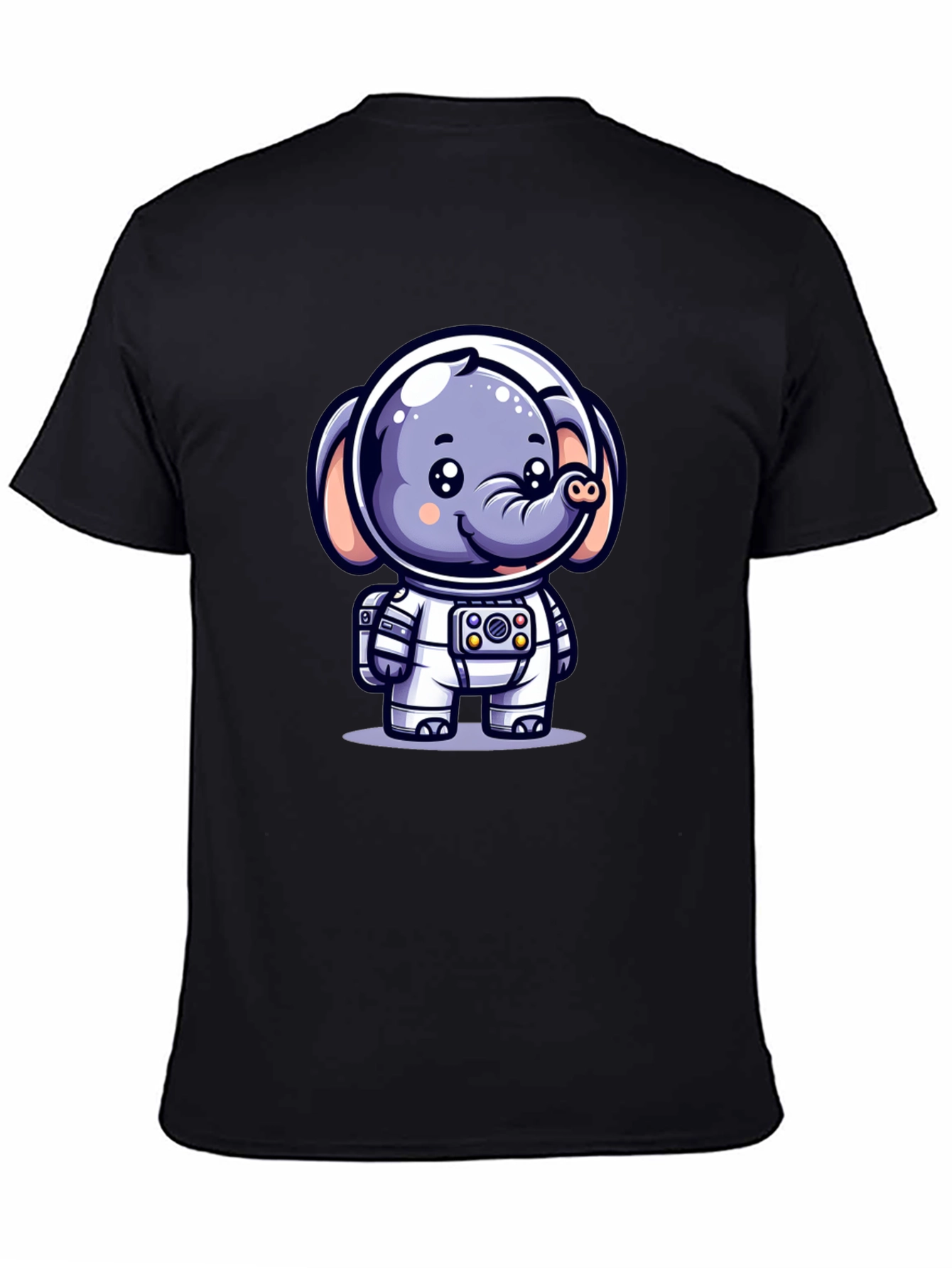 Astronaut Elephant Black T-Shirt