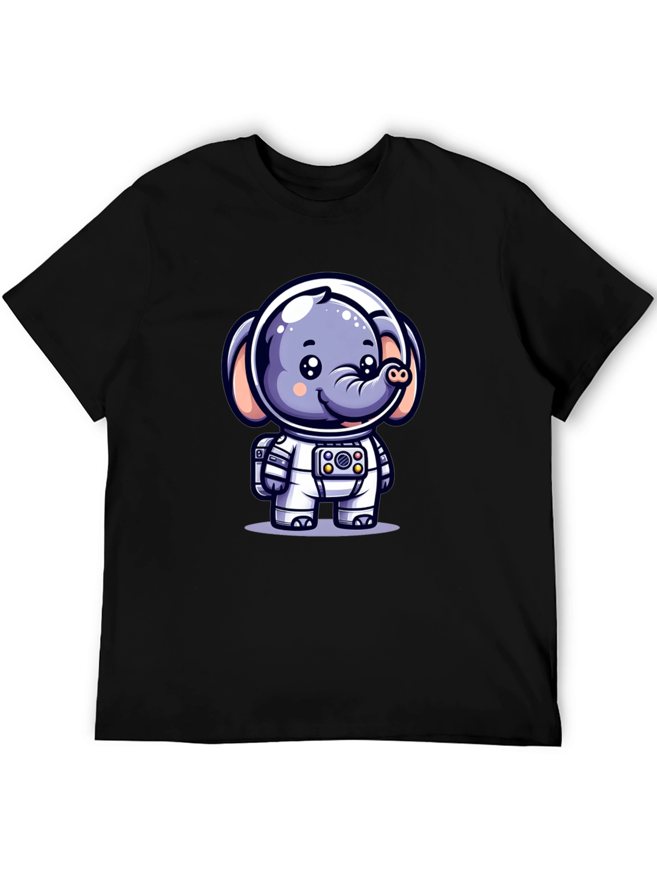 Astronaut Elephant Black T-Shirt