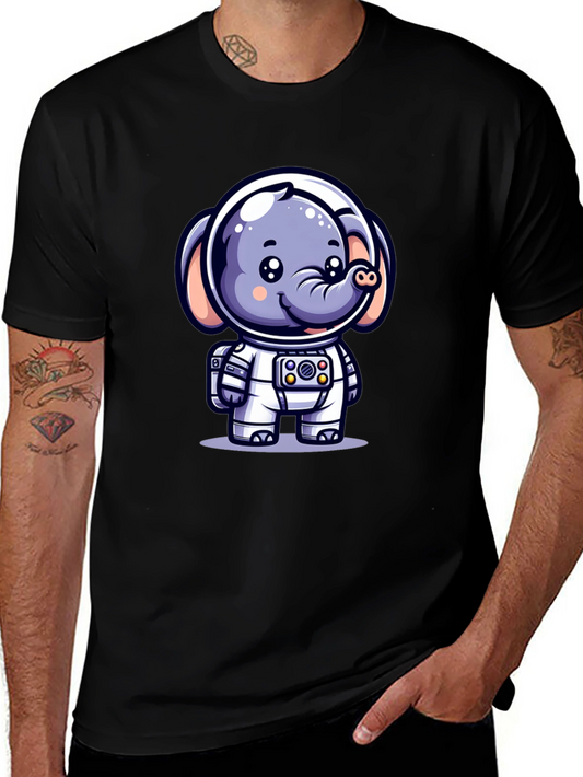 Astronaut Elephant Black T-Shirt