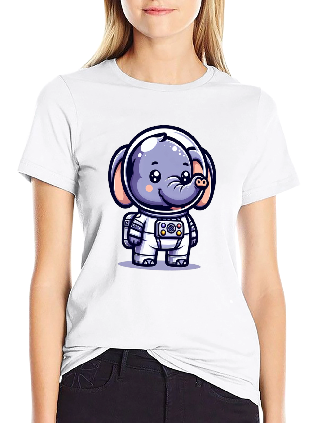 Astronaut Elephant Black T-Shirt