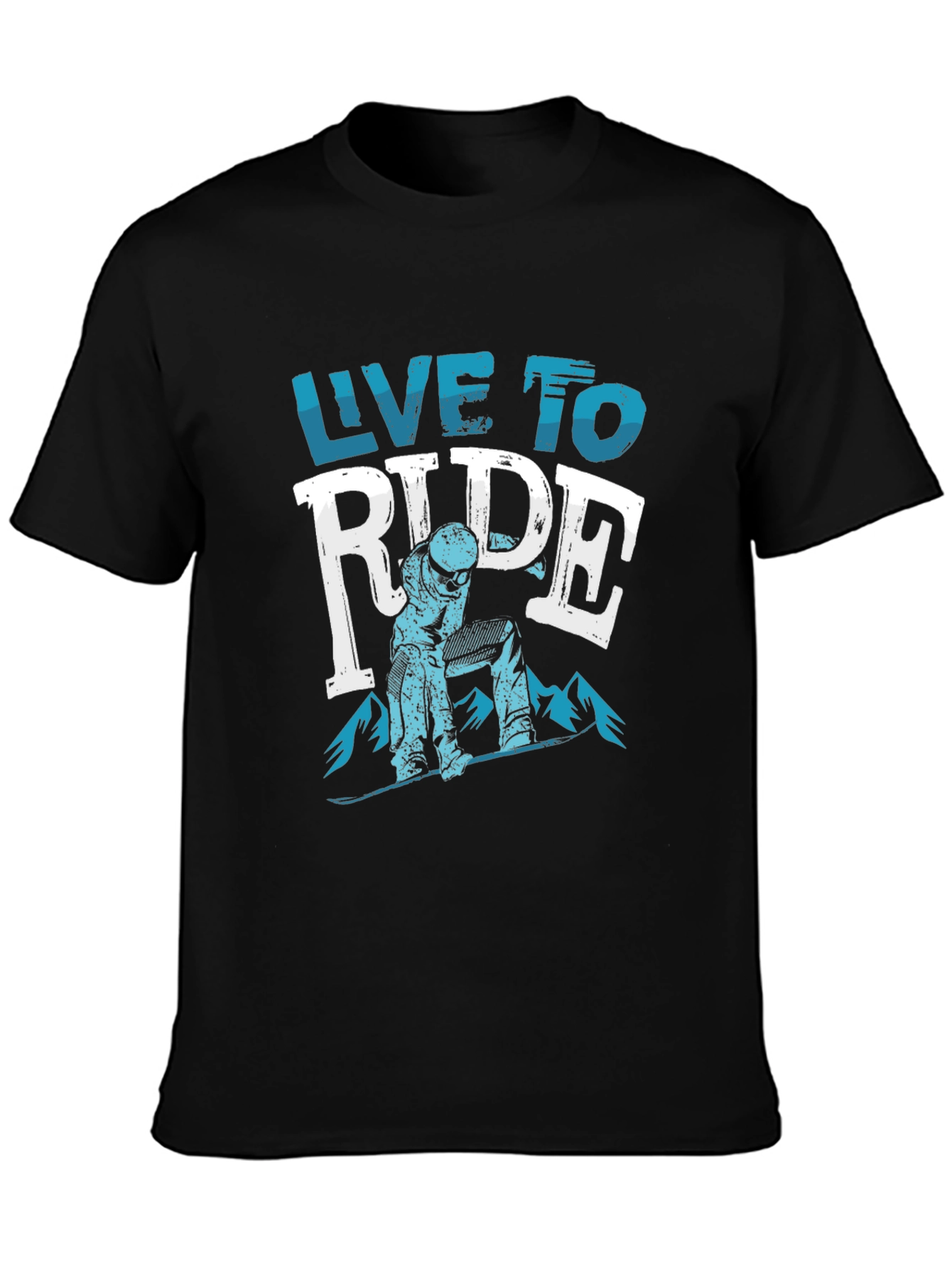 Live To Ride Snowboard T-Shirt - Black Cotton Tee