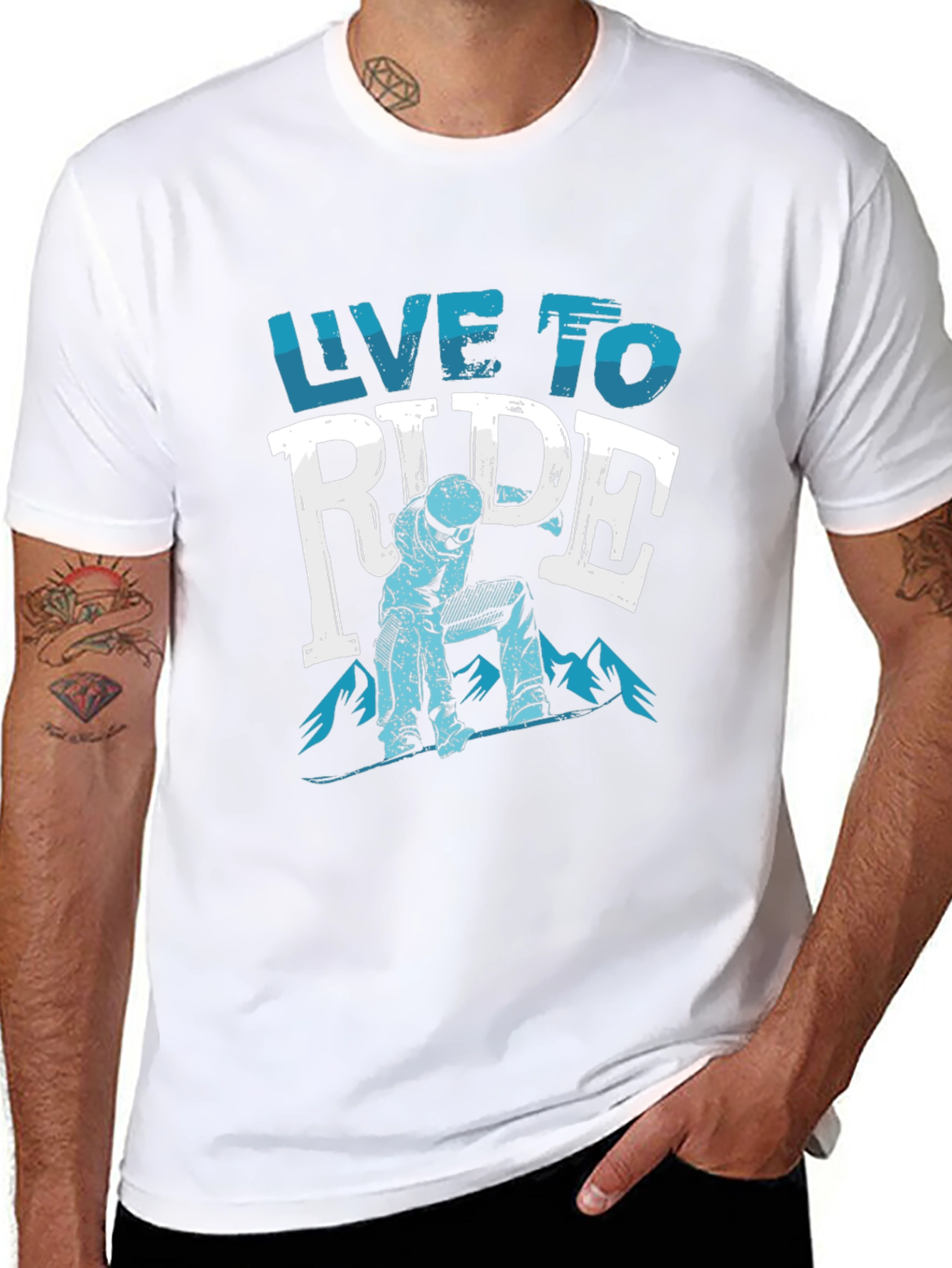 Live To Ride Snowboard T-Shirt - Black Cotton Tee