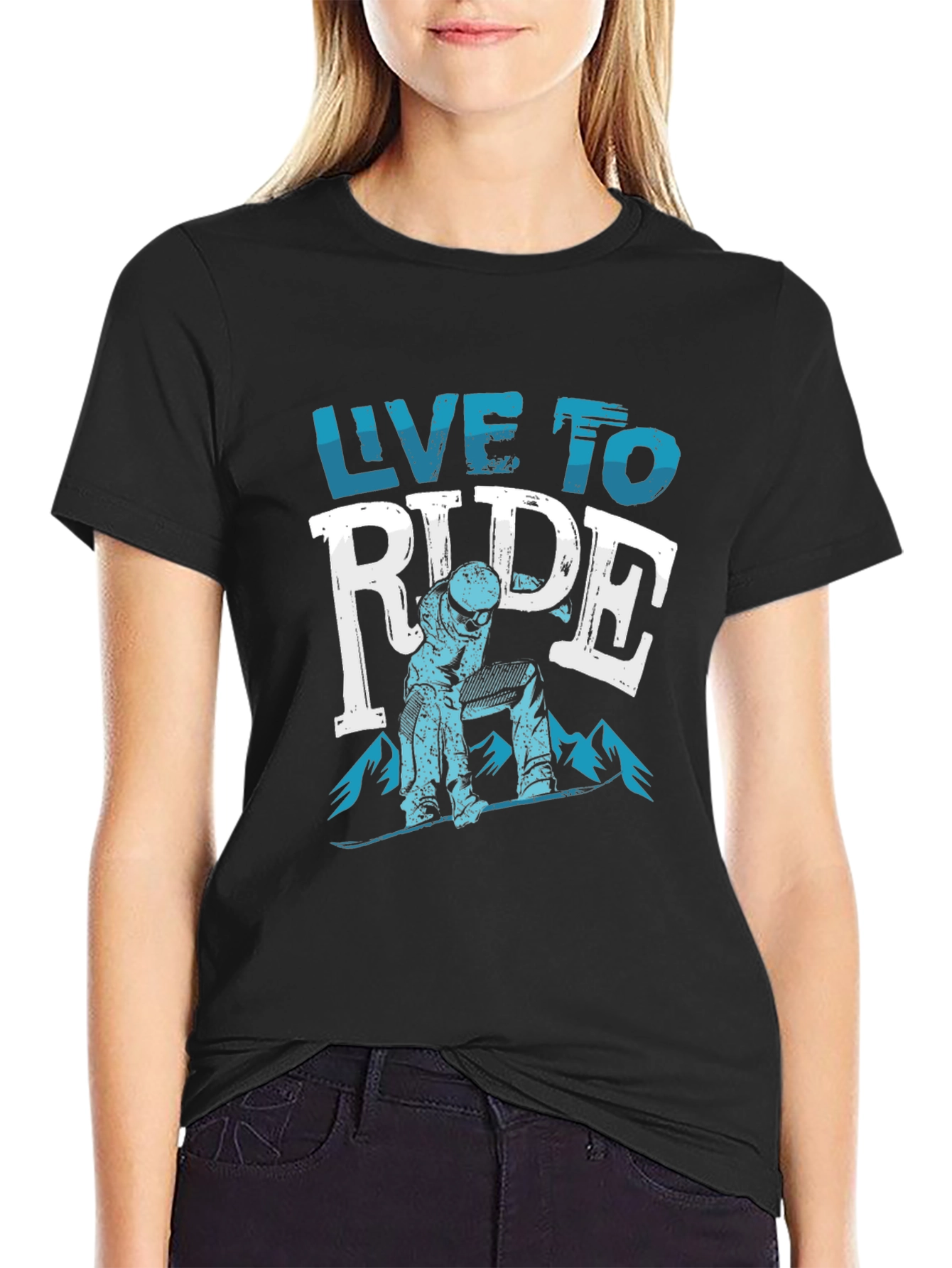 Live To Ride Snowboard T-Shirt - Black Cotton Tee