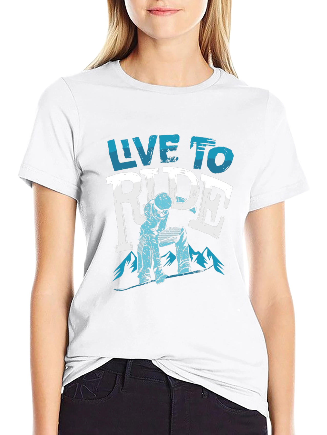 Live To Ride Snowboard T-Shirt - Black Cotton Tee